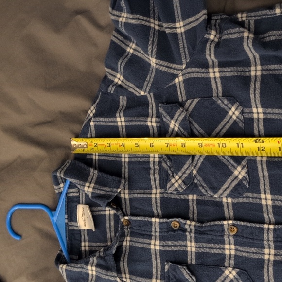 Blue And White Plaid Shirt Size Large - Picture 4 of 11